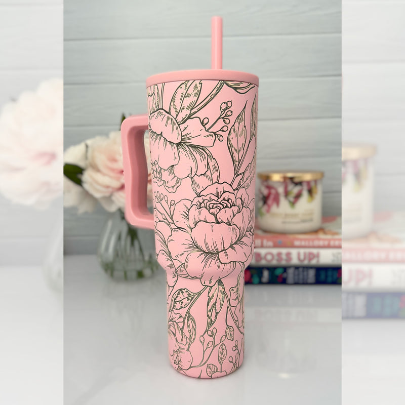 Engraved SIMPLE MODERN Tumbler - PEONY WRAP