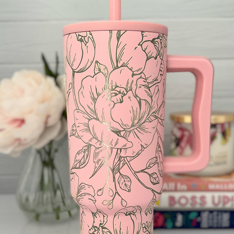 Engraved SIMPLE MODERN Tumbler - PEONY WRAP