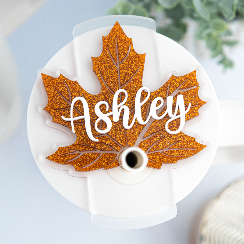 SIMPLE MODERN FALL LEAF 3D NAME TOPPER