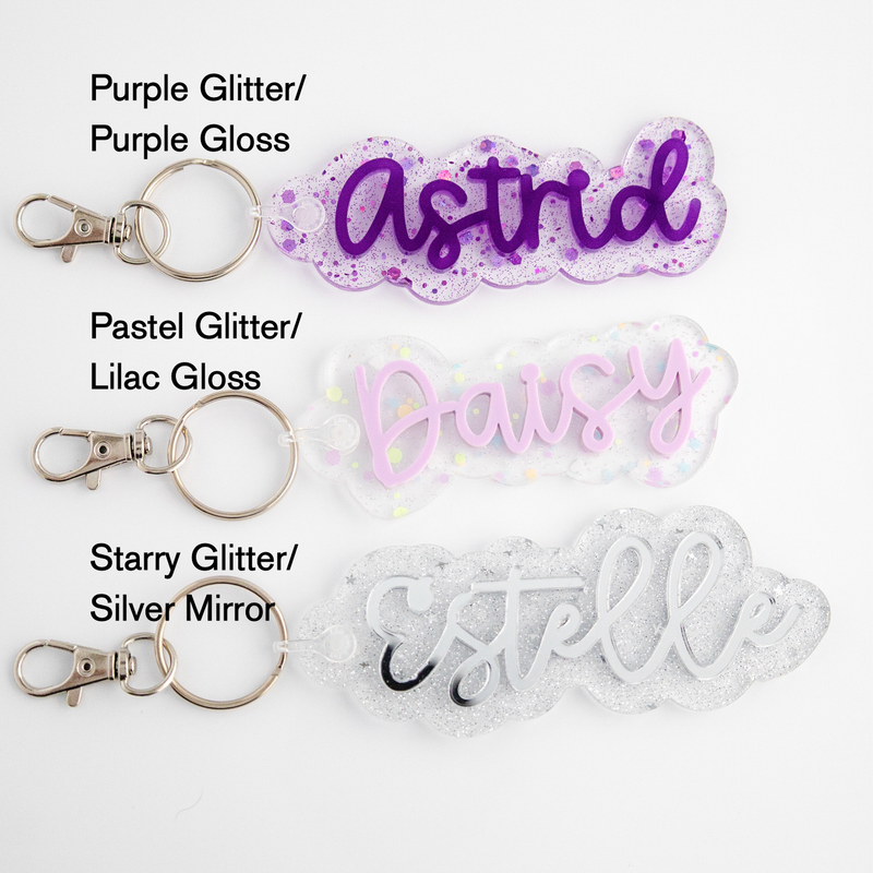 Glitter Backpack/Lunch Box Tags Keychains