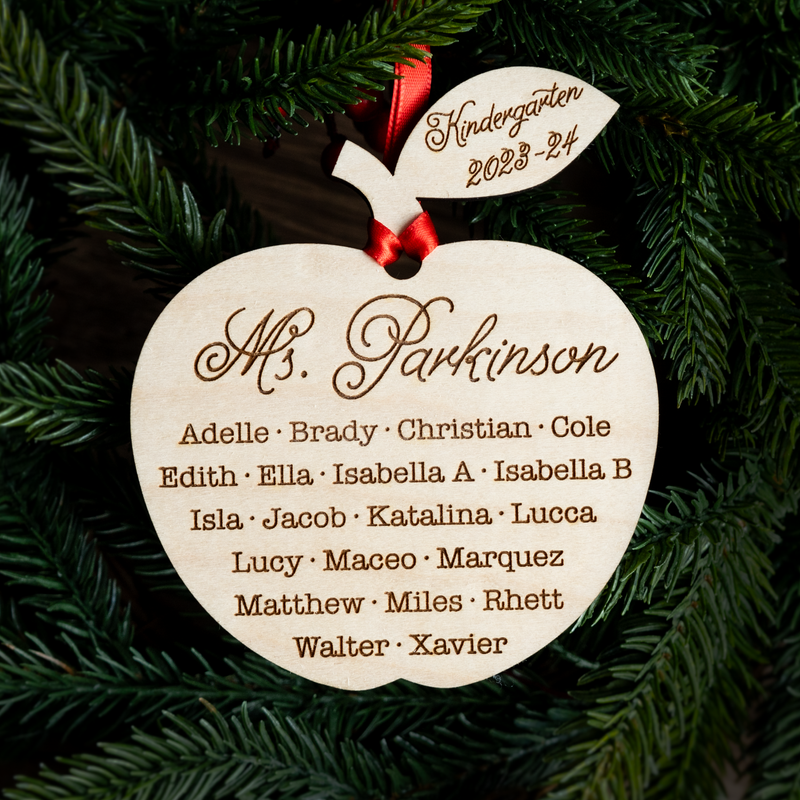 Teacher Christmas Class Names Ornament