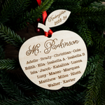 Teacher Christmas Class Names Ornament
