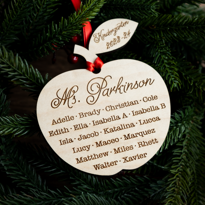Teacher Christmas Class Names Ornament