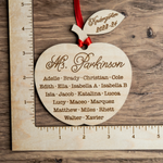 Teacher Christmas Class Names Ornament