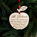 Teacher Christmas Class Names Ornament