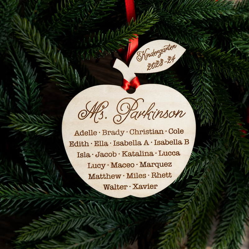 Teacher Christmas Class Names Ornament