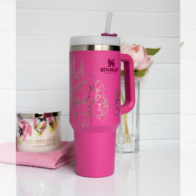 Engraved Stanley Tumbler - PEONY FLOWERS